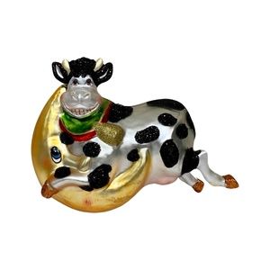 Robert Stanley "Cow Jumping Over The Moon" Ornament, Blown Glass - Vintage